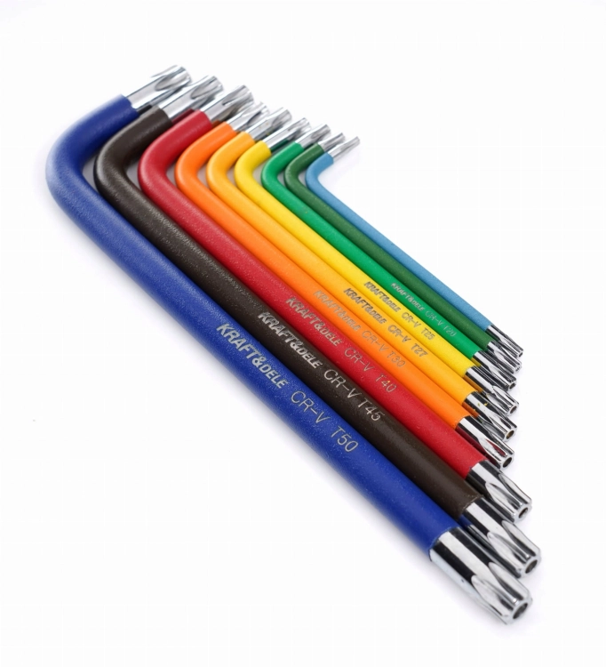 ZESTAW KOLOROWYCH IMBUSÓW KLUCZE IMBUSOWE 80-175MM Z KULKĄ TORX 9EL. DŁUGIE