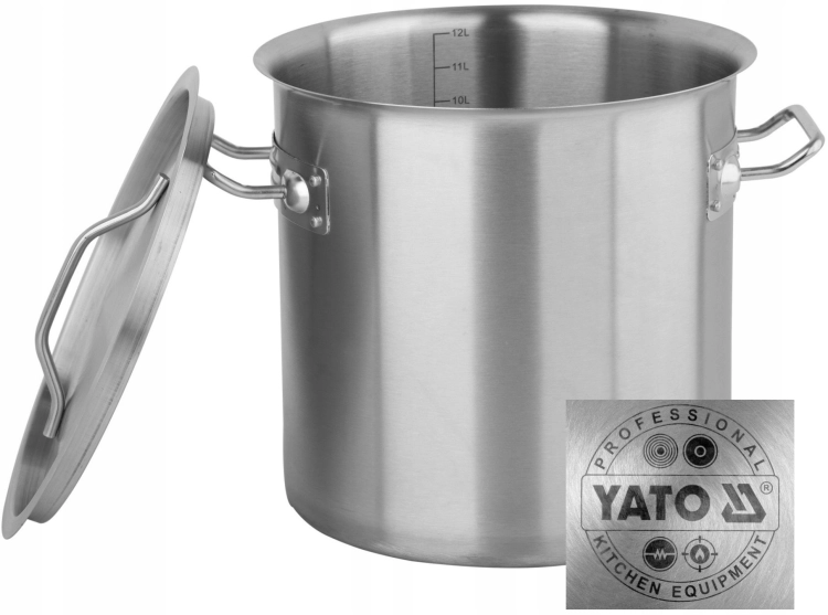 YATO PROFESJONALNY GARNEK Z POKRYWĄ NA KUCHENKI INDUKCYJNE 12L INOX YG00012