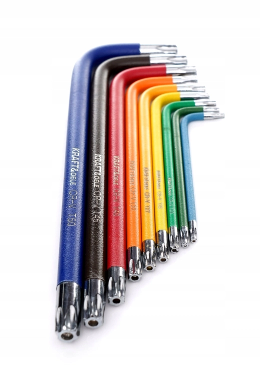 ZESTAW KOLOROWYCH IMBUSÓW KLUCZE IMBUSOWE 80-175MM Z KULKĄ TORX 9EL. DŁUGIE