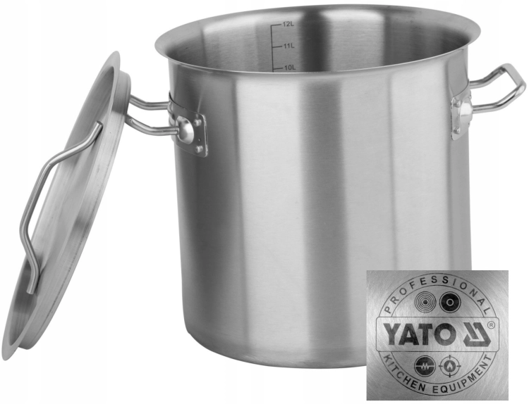YATO PROFESJONALNY GARNEK Z POKRYWĄ NA KUCHENKI INDUKCYJNE 12L INOX YG00012