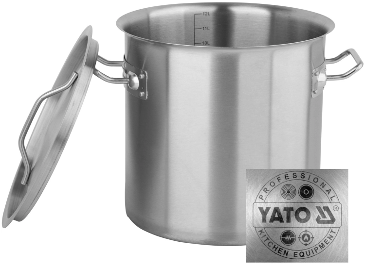 YATO PROFESJONALNY GARNEK Z POKRYWĄ NA KUCHENKI INDUKCYJNE 12L INOX YG00012