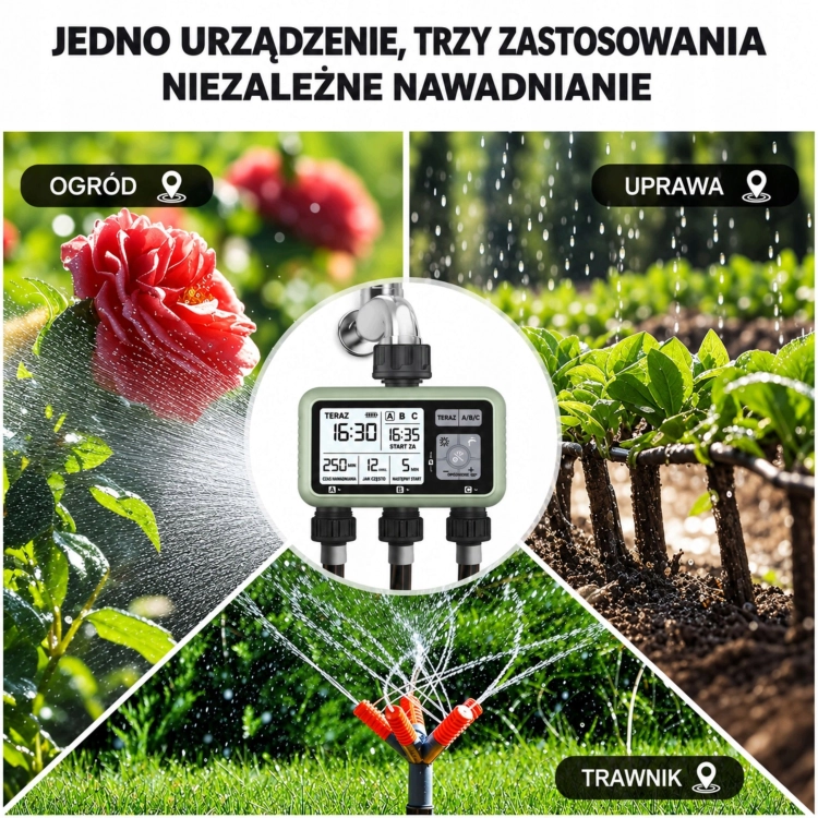 ELEKTRONICZNY STEROWNIK NAWADNIANIA PROGRAMATOR DO WODY CZASOWY 3 SEKCJE