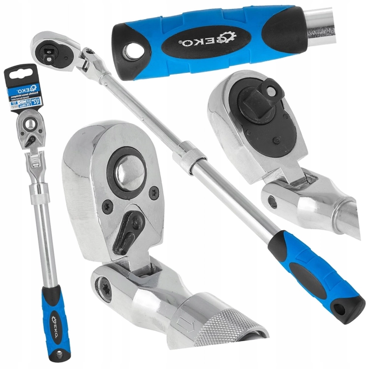 GRZECHOTKA ŁAMANA TELESKOPOWA WYSUWANA POKRĘTŁO 1/2'' 370-510mm 72T CrV