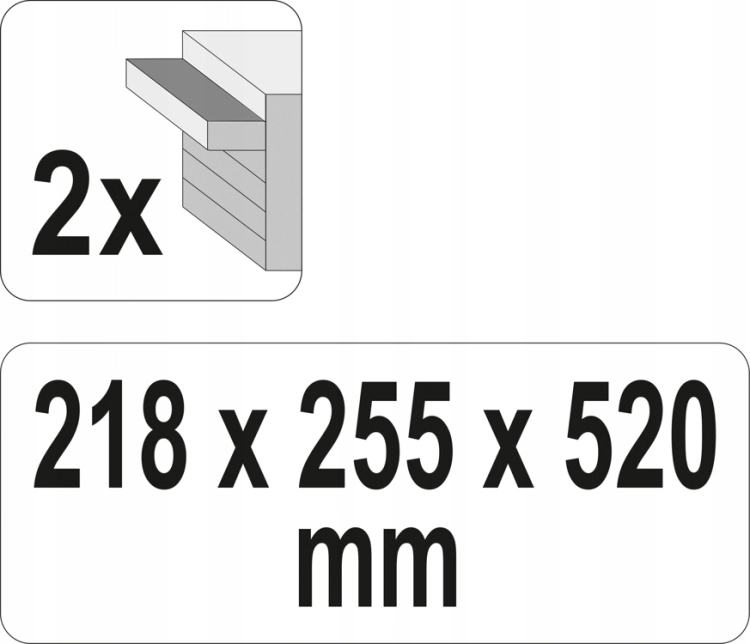 YATO STALOWA SKRZYNKA NARZĘDZIOWA 2 SZUFLADY 218X255X520 MM YT-08872