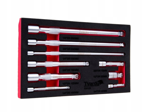 KOMPLET PRZEDŁUŻEK UCHYLNYCH 1/2'' 1/3'' 3/8'' STAL CRV PRZEDŁUŻKA 9 EL. WKŁAD