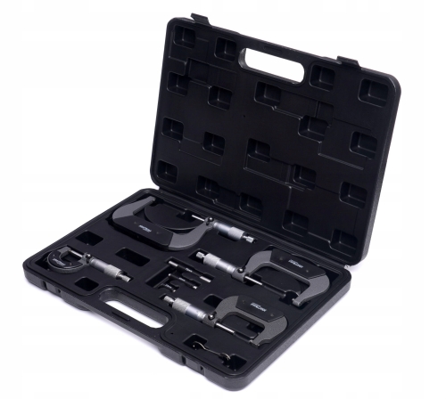KOMPLET MIKROMIERZY MIKROMETR ZEWNĘTRZNY NONIUSZOWY 4SZTUK 0-100MM KD10443