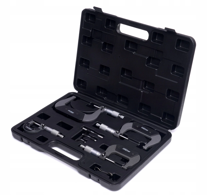 KOMPLET MIKROMIERZY MIKROMETR ZEWNĘTRZNY NONIUSZOWY 4SZTUK 0-100MM KD10443