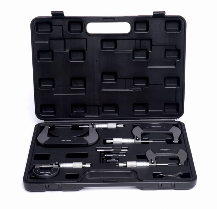 KOMPLET MIKROMIERZY MIKROMETR ZEWNĘTRZNY NONIUSZOWY 4SZTUK 0-100MM KD10443
