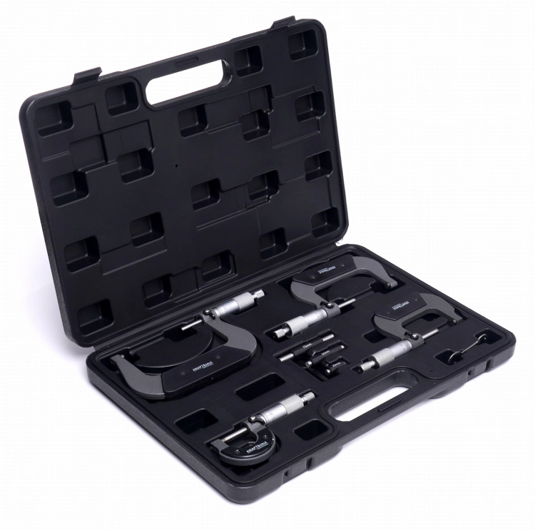 KOMPLET MIKROMIERZY MIKROMETR ZEWNĘTRZNY NONIUSZOWY 4SZTUK 0-100MM KD10443