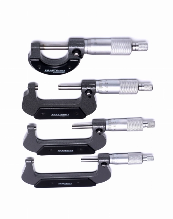 KOMPLET MIKROMIERZY MIKROMETR ZEWNĘTRZNY NONIUSZOWY 4SZTUK 0-100MM KD10443