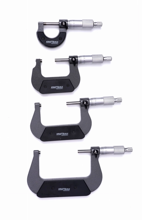 KOMPLET MIKROMIERZY MIKROMETR ZEWNĘTRZNY NONIUSZOWY 4SZTUK 0-100MM KD10443