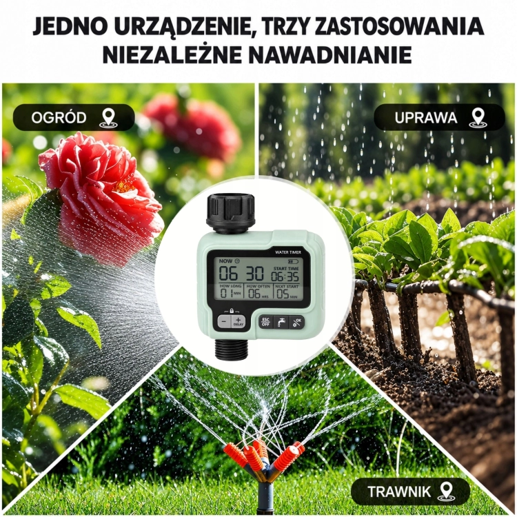 ELEKTRONICZNY STEROWNIK NAWADNIANIA PROGRAMATOR CZASOWY ZEGAR ZAWÓR DO WODY