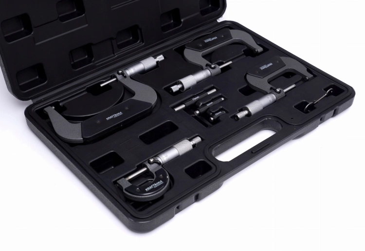 KOMPLET MIKROMIERZY MIKROMETR ZEWNĘTRZNY NONIUSZOWY 4SZTUK 0-100MM KD10443