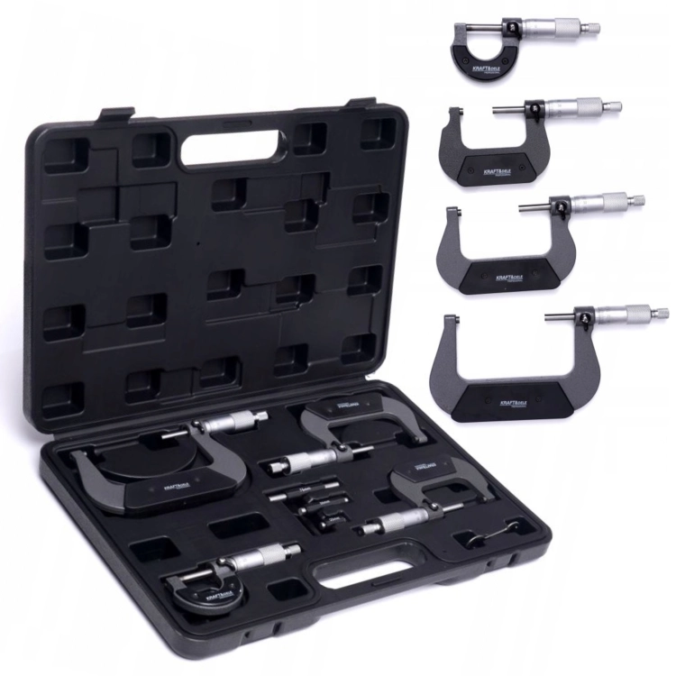 KOMPLET MIKROMIERZY MIKROMETR ZEWNĘTRZNY NONIUSZOWY 4SZTUK 0-100MM KD10443