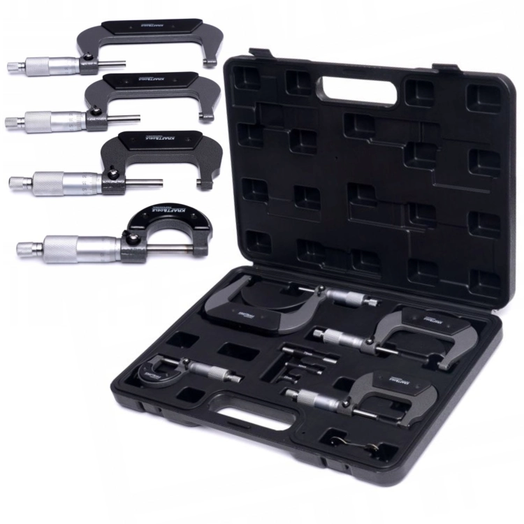 KOMPLET MIKROMIERZY MIKROMETR ZEWNĘTRZNY NONIUSZOWY 4SZTUK 0-100MM KD10443