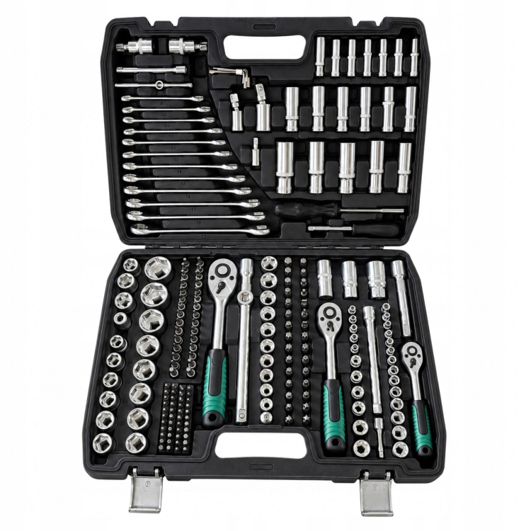 ZESTAW KLUCZY NASADOWYCH 216 ELEMENTÓW GRZECHOTKI 1/2''3/8''1/4'' CrV WALIZKA