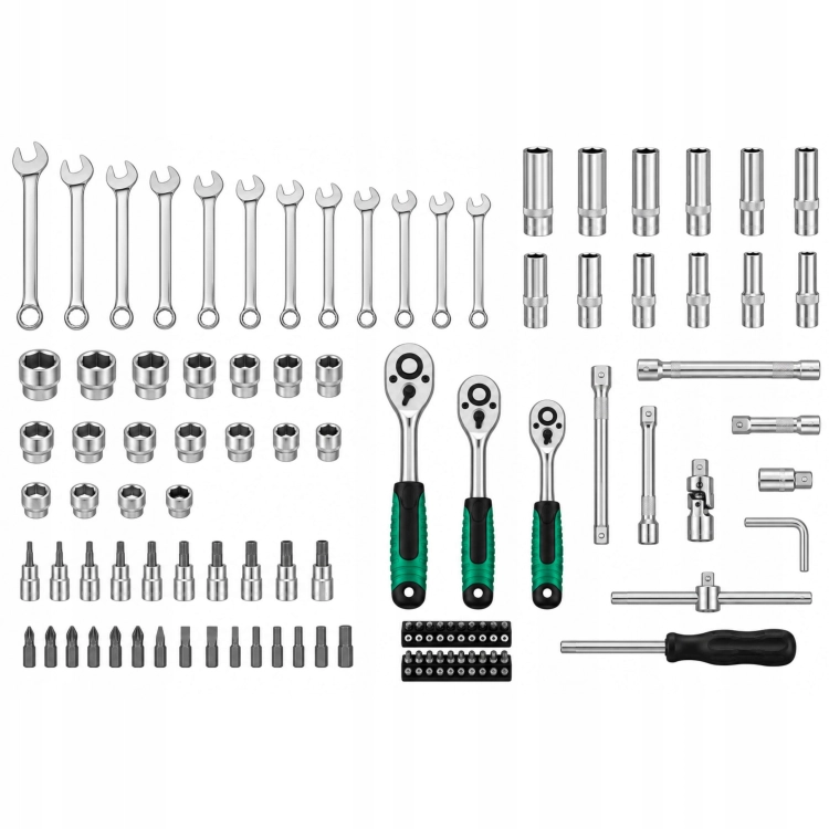 ZESTAW KLUCZY NASADOWYCH 216 ELEMENTÓW GRZECHOTKI 1/2''3/8''1/4'' CrV WALIZKA