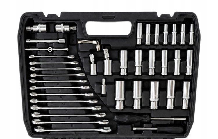ZESTAW KLUCZY NASADOWYCH 216 ELEMENTÓW GRZECHOTKI 1/2''3/8''1/4'' CrV WALIZKA