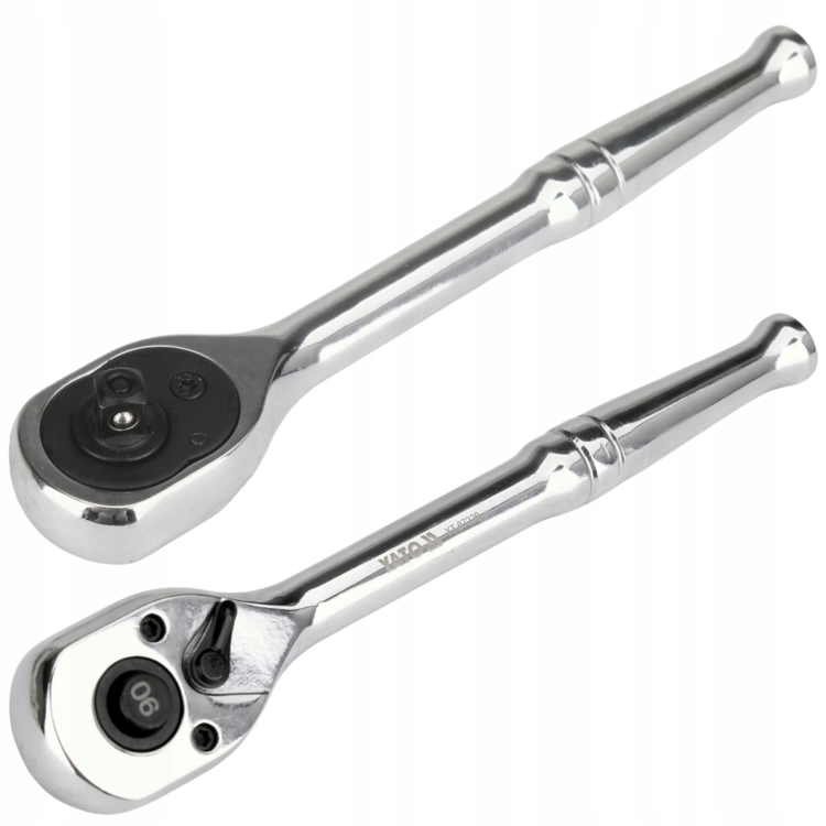 YATO GRZECHOTKA 1/4'' 150mm CrV CHROM POŁYSK 90 ZĘBÓW PRZYCISK QUICK RELEASE