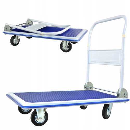 WÓZEK PLATFORMOWY MAGAZYNOWY 300KG SKŁADANA RĄCZKA 910X610MM 4 KOŁA G71105