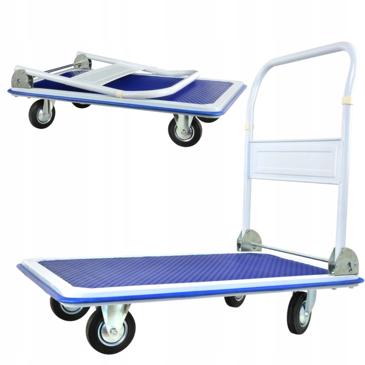 WÓZEK PLATFORMOWY MAGAZYNOWY 300KG SKŁADANA RĄCZKA 910X610MM 4 KOŁA G71105