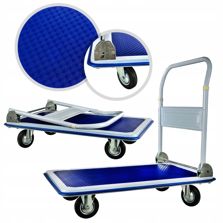 WÓZEK PLATFORMOWY MAGAZYNOWY 300KG SKŁADANA RĄCZKA 910X610MM 4 KOŁA G71105