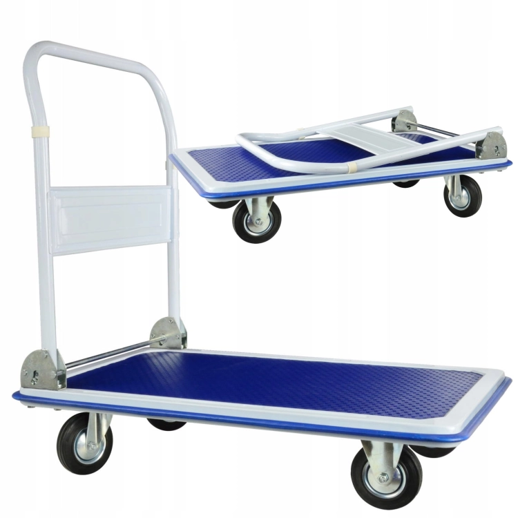 WÓZEK PLATFORMOWY MAGAZYNOWY 300KG SKŁADANA RĄCZKA 910X610MM 4 KOŁA G71105