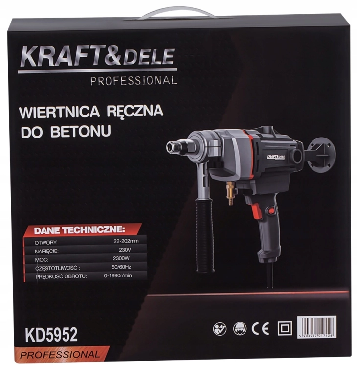 WIERTNICA DO BETONU 2300W 1990 RPM CHŁODZENIE WODĄ O202MM OTWORNICA KD5952