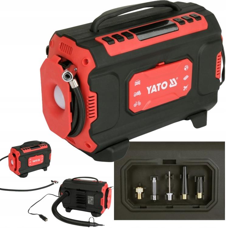 KOMPRESOR SAMOCHODOWY 12V/230V 100 W 150 PSI 22l/min WYŚWIETLACZ LED YATO