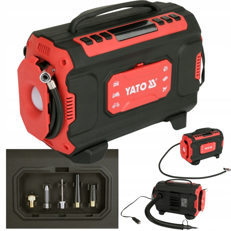 KOMPRESOR SAMOCHODOWY 12V/230V 100 W 150 PSI 22l/min WYŚWIETLACZ LED YATO