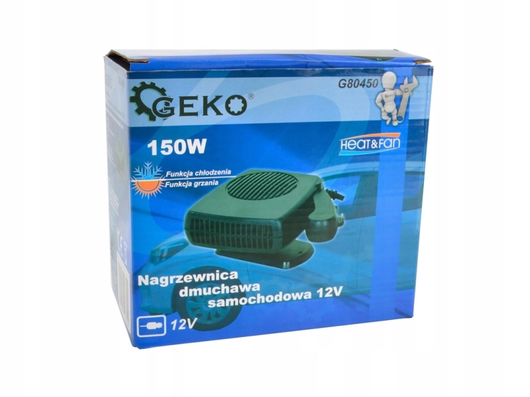 GEKO EFEKTYWNA NAGRZEWNICA SAMOCHODOWA GRZEJNIK FARELKA 150W 12V G80450