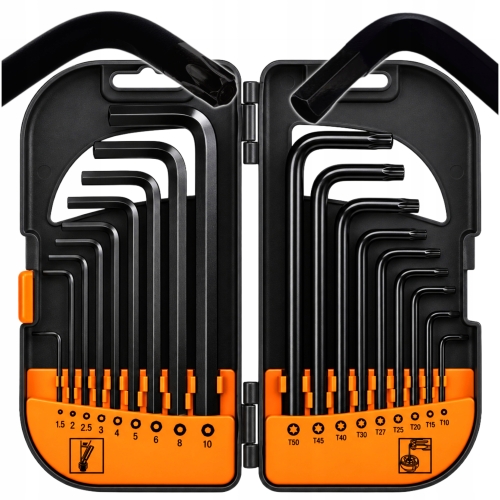 ZESTAW KLUCZY TORX HEX 18EL.T10-T50 1,5-10mm CrV ETUI KRAFT&amp;DEL E KD12679