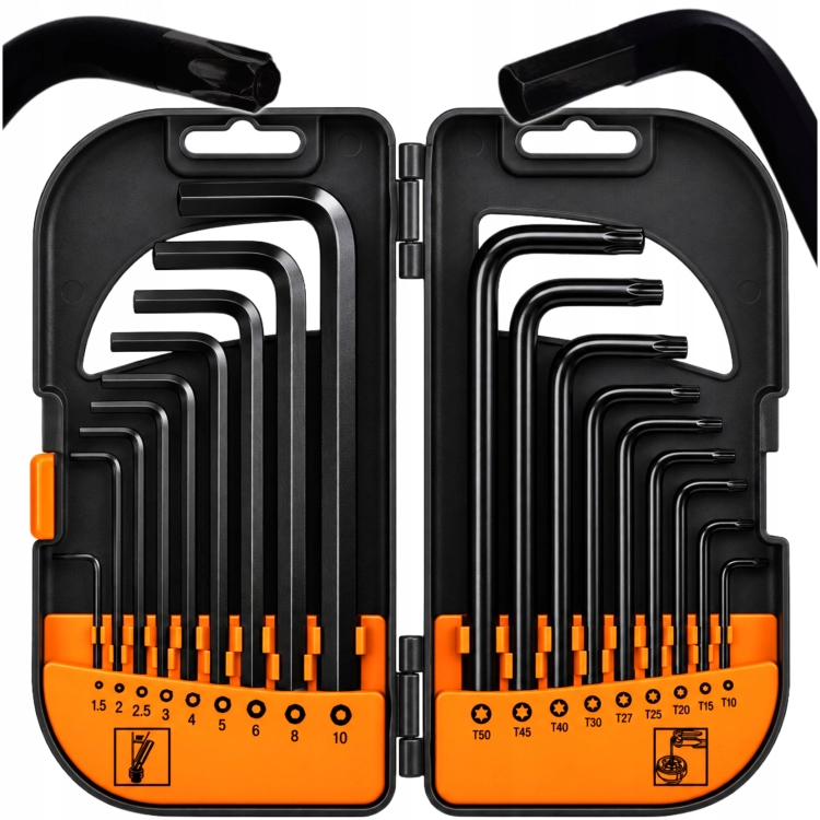 ZESTAW KLUCZY TORX HEX 18EL.T10-T50 1,5-10mm CrV ETUI KRAFT&amp;DEL E KD12679