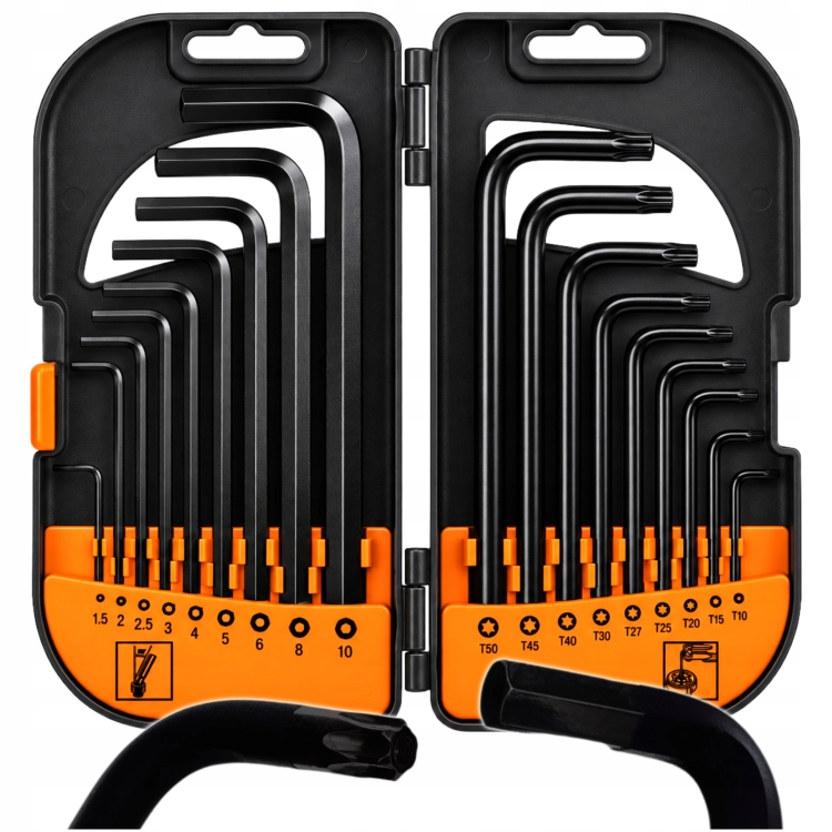 ZESTAW KLUCZY TORX HEX 18EL.T10-T50 1,5-10mm CrV ETUI KRAFT&amp;DEL E KD12679