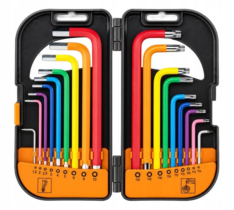 ZESTAW KLUCZY TORX HEX 18EL.T10-T50 1,5-10mm CrV ETUI KRAFT&amp;DEL E KD12678