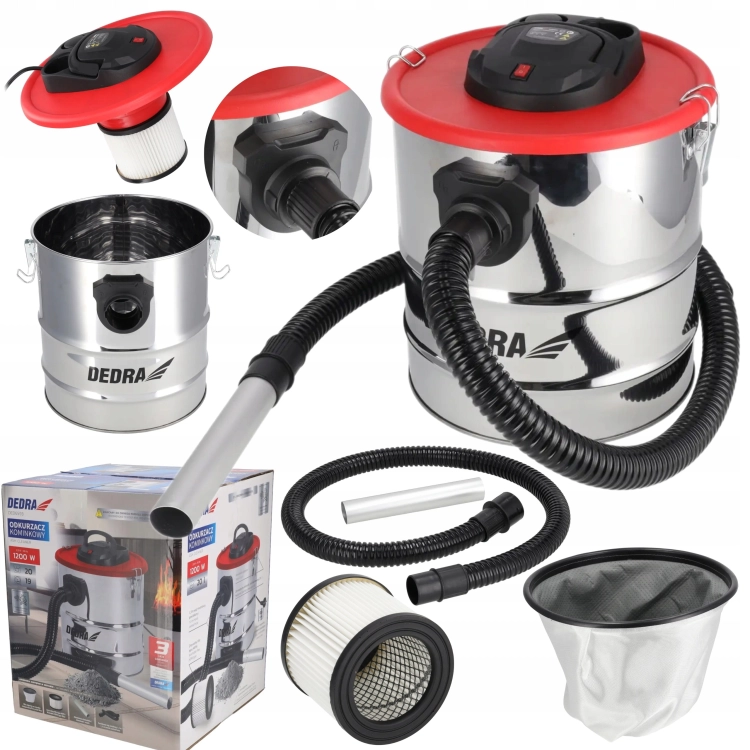 DEDRA ODKURZACZ KOMINKOWY DO POPIOŁU 1200W ZBIORNIK 20L DED6593