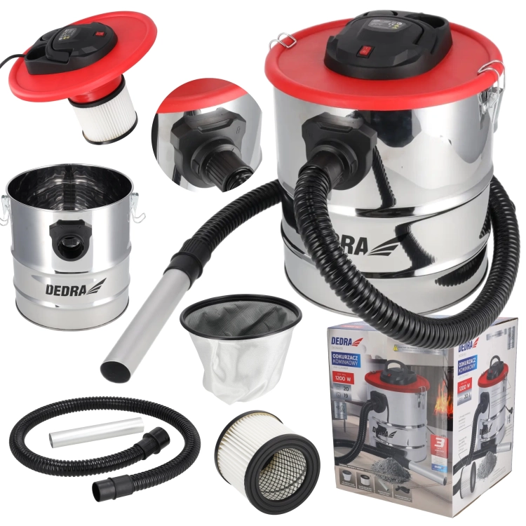 DEDRA ODKURZACZ KOMINKOWY DO POPIOŁU 1200W ZBIORNIK 20L DED6593