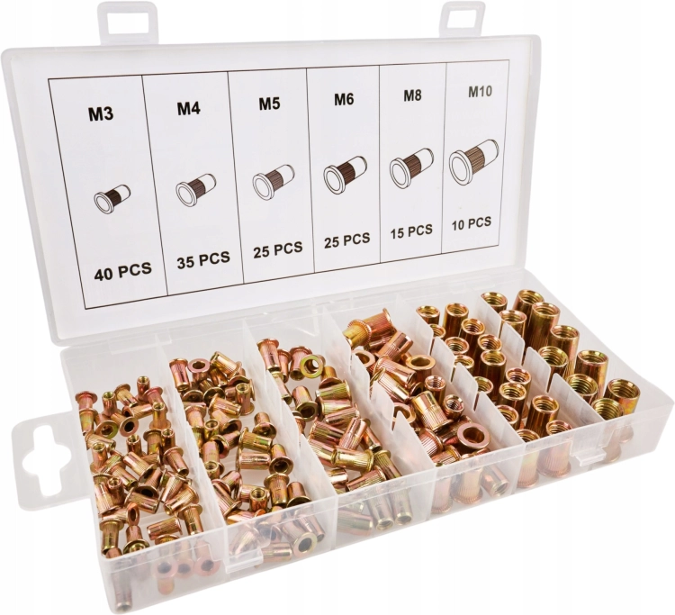 KRAFT&amp;DELE ZESTAW NITONAKRĘTEK STALOWYCH M3-M10 150 SZT. ORGANIZER KD12676