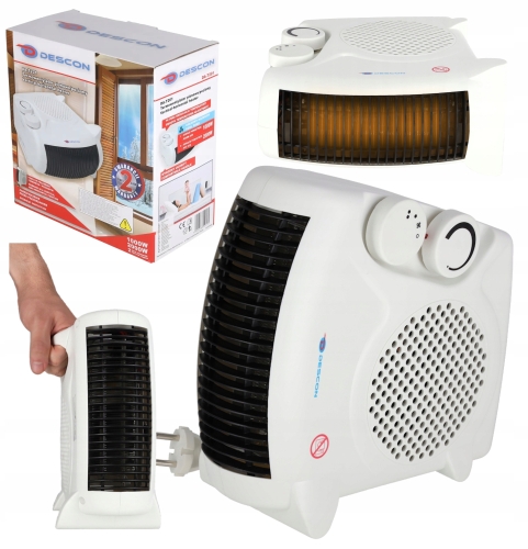 TERMOWENTYLATOR GRZEJNIK FARELKA 2000W TERMOSTAT PIONOWY POZIOMY KOMPAKTOWY