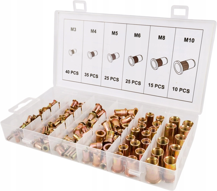KRAFT&amp;DELE ZESTAW NITONAKRĘTEK STALOWYCH M3-M10 150 SZT. ORGANIZER KD12676