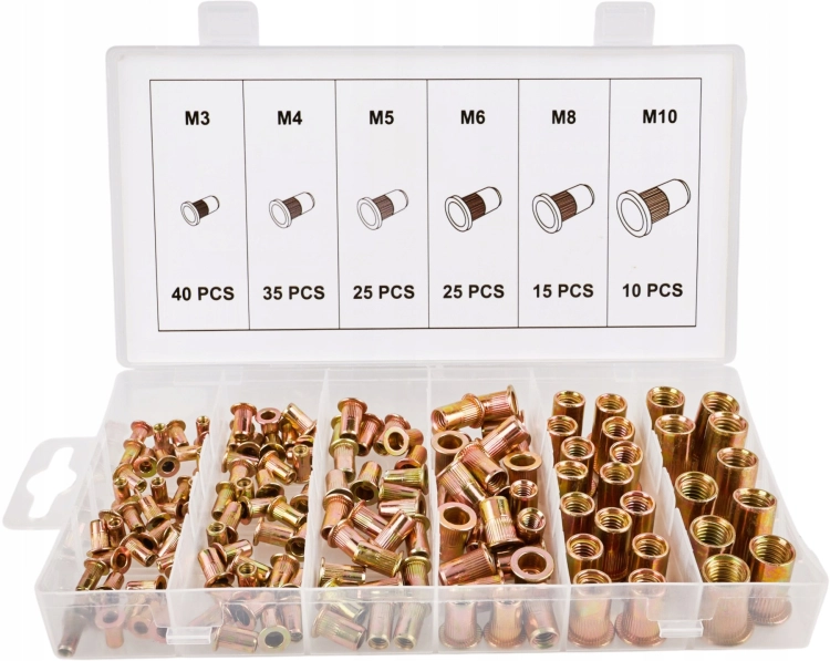 KRAFT&amp;DELE ZESTAW NITONAKRĘTEK STALOWYCH M3-M10 150 SZT. ORGANIZER KD12676