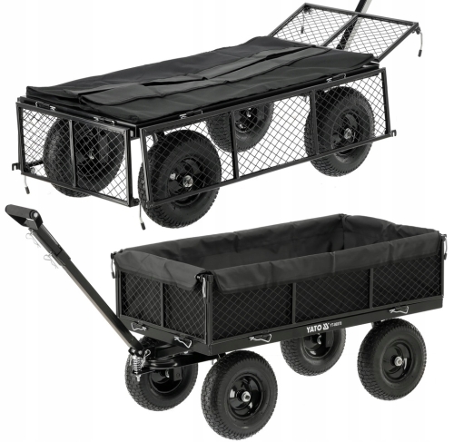 YATO WÓZEK OGRODOW XL 450KG PRZYCZEPKA Z POKROWCEM POMPOWANE KOŁA 13'' 86970
