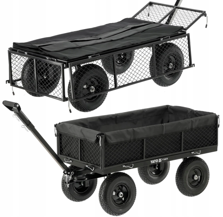 YATO WÓZEK OGRODOW XL 450KG PRZYCZEPKA Z POKROWCEM POMPOWANE KOŁA 13'' 86970