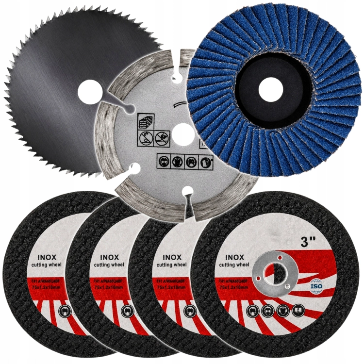 ZESTAW TARCZE DO SZLIFIERKI 75 MM CIĘCIA METALU DREWNA BETONU LISTKOWA 75MM