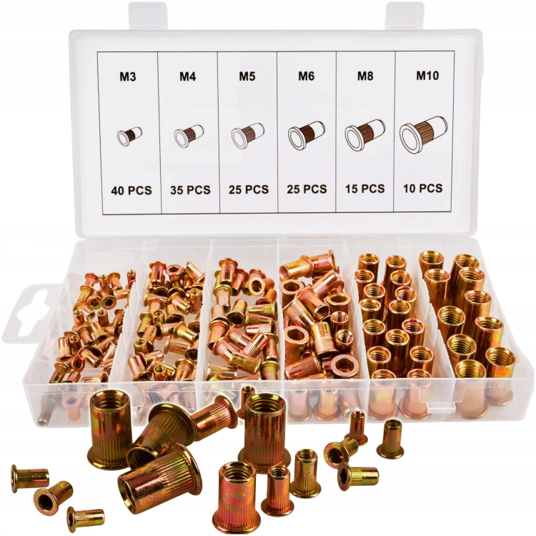 KRAFT&amp;DELE ZESTAW NITONAKRĘTEK STALOWYCH M3-M10 150 SZT. ORGANIZER KD12676