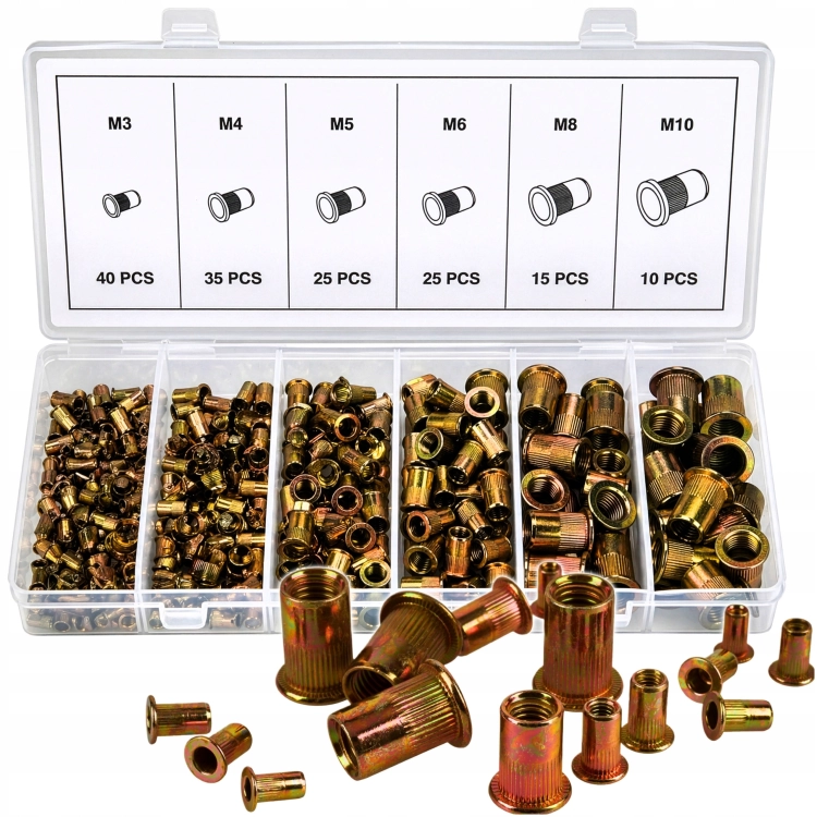 KRAFT&amp;DELE ZESTAW NITONAKRĘTEK STALOWYCH M3-M10 150 SZT. ORGANIZER KD12676