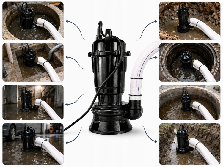 3850W POMPA DO WODY BRUDNEJ SZAMBA Z ROZDRABNIACZ MOCNA ZATAPIALNA ADAPTER