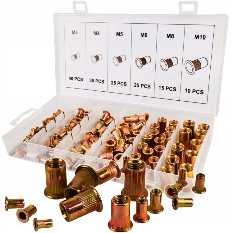 KRAFT&amp;DELE ZESTAW NITONAKRĘTEK STALOWYCH M3-M10 150 SZT. ORGANIZER KD12676