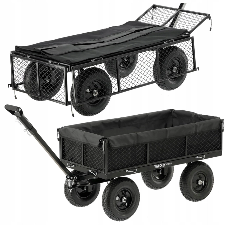 YATO WÓZEK OGRODOW XL 450KG PRZYCZEPKA Z POKROWCEM POMPOWANE KOŁA 13'' 86970