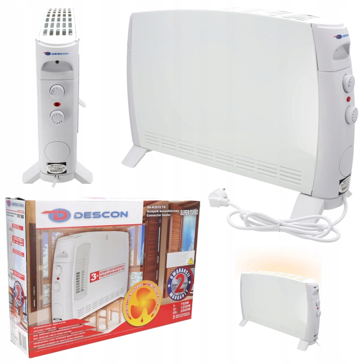 GRZEJNIK ELEKTRYCZNY KONWEKTOROWY ENERGOOSZCZĘDNY 2000W DESCON MOCNY NAWIEW